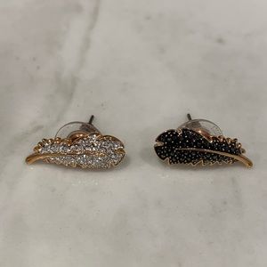 SWAROVSKI rose gold leaf earrings